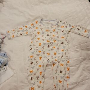 Kissy Kissy White and Orange Animal Print Footie